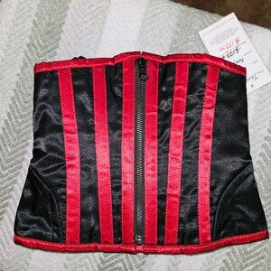 Tight Lacing zipper corset SMALL RED/BLACK